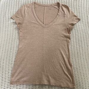 Banana Republic Cozy Slub v-neck short-sleeve shirt, beige, XS